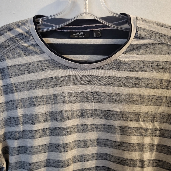 Mexx Metropolitan Grey & White Striped Long Sleeve T-Shirt | Size Medium - Picture 2 of 5
